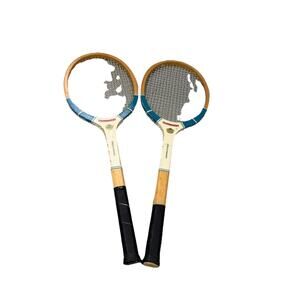 Vintage Antique Monarch Tournament Laminated Wood Tennis Racquet Set